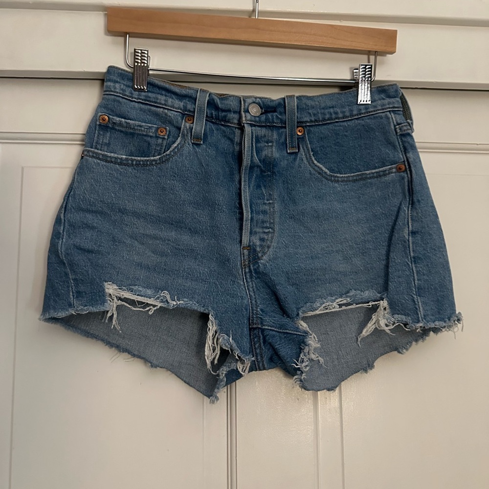 Levi's Blue Jean Shorts Distressed High-Waisted
